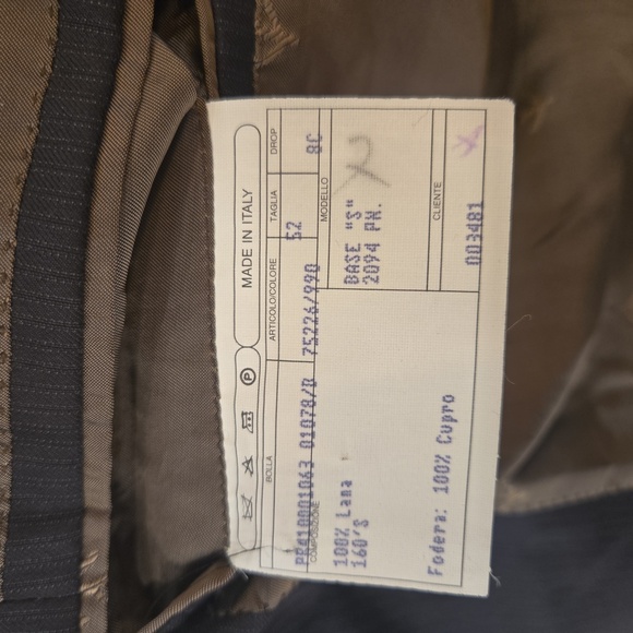 Isaia Napoli 160s Wool Solid Pin Stripe Blazer Sports Jacket Black Mens Size 42R - Picture 7 of 9